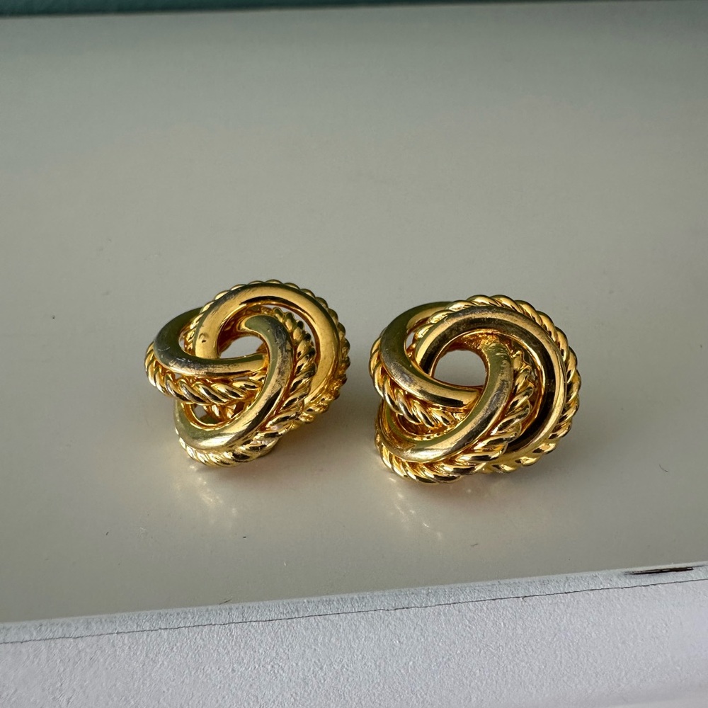 Classic Chunky Gold Knot Clip-On Earrings